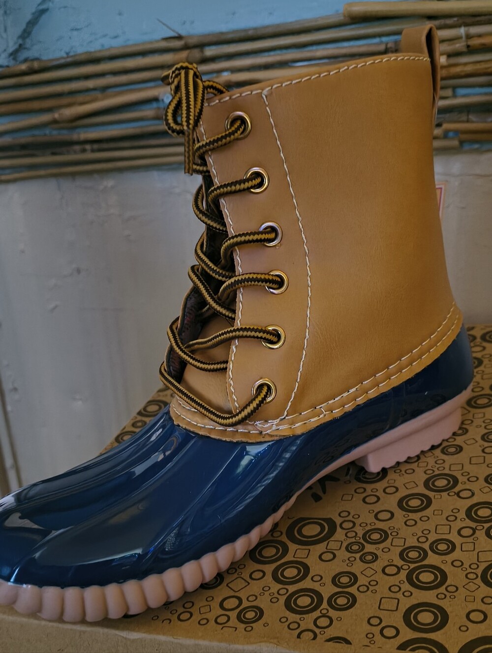 Women's  Navy & Tan Waterproof Duck Boot